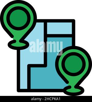 Avenue itinerary icon. Outline avenue itinerary vector icon color flat isolated Stock Vector
