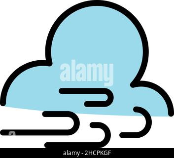 Windy weather icon. Outline windy weather vector icon color flat isolated Stock Vector