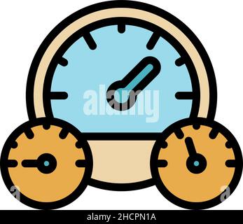 Electric car dashboard icon. Outline electric car dashboard vector icon color flat isolated Stock Vector
