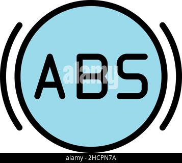 Abs car dashboard icon. Outline abs car dashboard vector icon color flat isolated Stock Vector