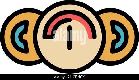 Gear car dashboard icon. Outline gear car dashboard vector icon color flat isolated Stock Vector
