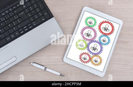 Teamwork concept shown on a digital tablet Stock Photo