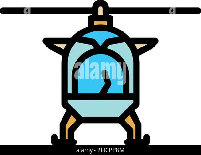 Rescue helicopter icon. Outline rescue helicopter vector icon color flat isolated Stock Vector