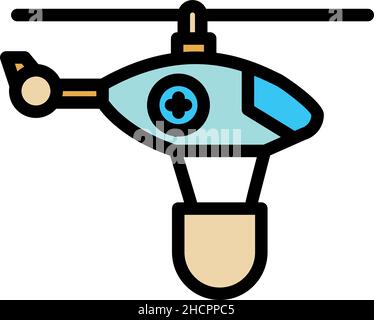 Water fire rescue helicopter icon. Outline water fire rescue helicopter vector icon color flat isolated Stock Vector