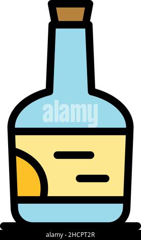 Bourbon bottle icon. Outline bourbon bottle vector icon color flat isolated Stock Vector