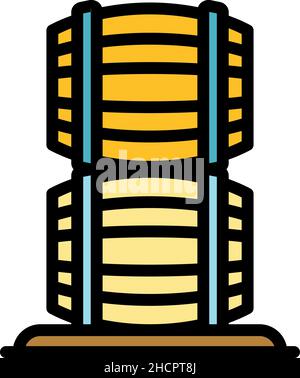 Bourbon barrel stack icon. Outline bourbon barrel stack vector icon color flat isolated Stock Vector