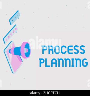 Sign displaying Process Planning. Business approach the development of goals strategies task lists etc Pair Of Megaphone Drawing Producing Thunders Stock Photo