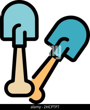 Black crossed shovels icon isolated on white. Gardening and farming ...