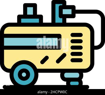 Garage compressor icon. Outline garage compressor vector icon color flat isolated Stock Vector