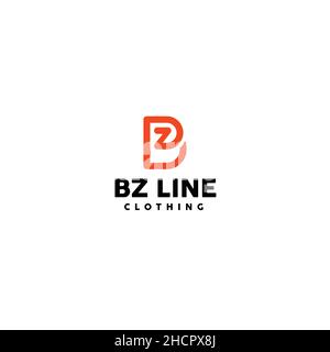 Simple design flat BZ LINE CLOTHING logo design Stock Vector