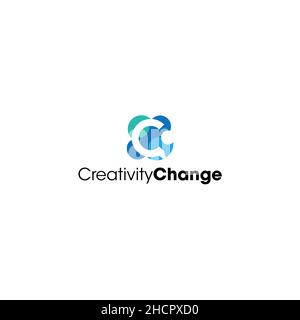 Modern initial C CREATIVITY CHANGE logo design Stock Vector