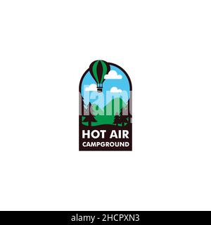 Modern colorful HOT AIR CAMPGROUND logo design Stock Vector