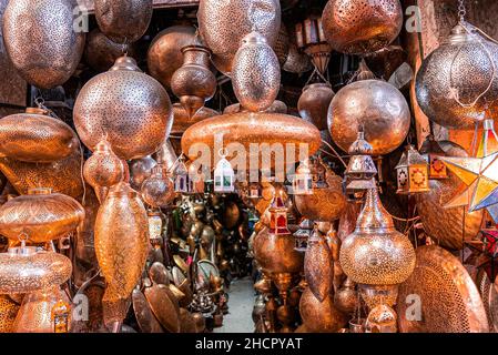 Moroccan style copper souvenir lamps in different designs for sale