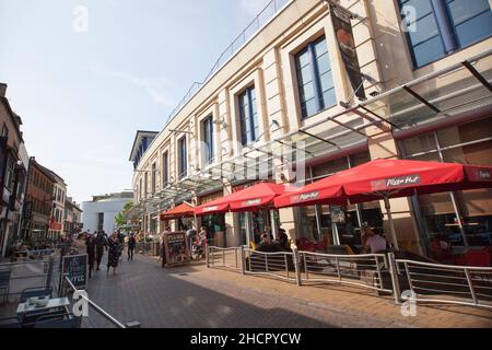 Restaurants on Forman Street in Nottingham in the UK Stock Photo