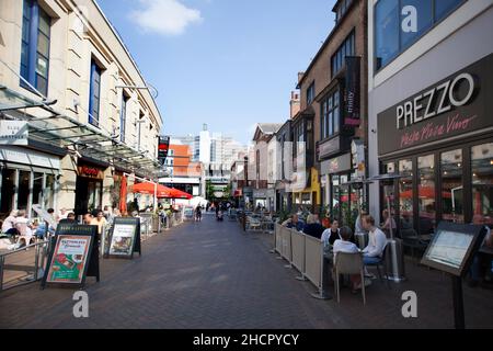 Restaurants on Forman Street in Nottingham in the UK Stock Photo