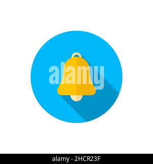 bell vector icon symbol, flat design, long shadow Stock Vector