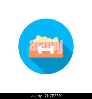 dog bowl vector icon food, flat design, long shadow Stock Vector
