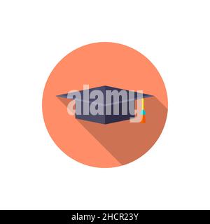 Bachelor vector icon symbol education, flat design, long shadow Stock Vector