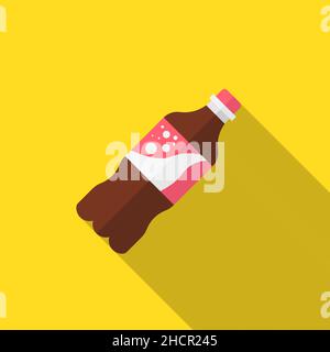 Soft drink vector icon, flat design, long shadow Stock Vector