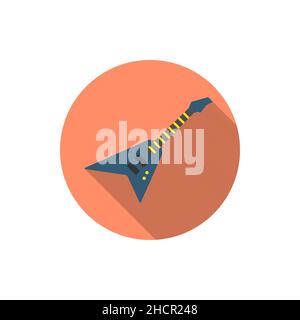 Electric guitar vector icon, flat design, long shadow Stock Vector