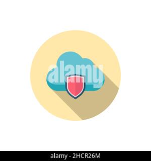 cloud security vector icon, flat design, long shadow Stock Vector