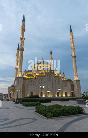 Akhmad Kadyrov Mosque officially known as The Heart of Chechnya in Grozny, Russia. Stock Photo