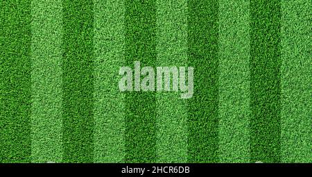 Detailed green soccer field grass lawn texture from above Stock Photo