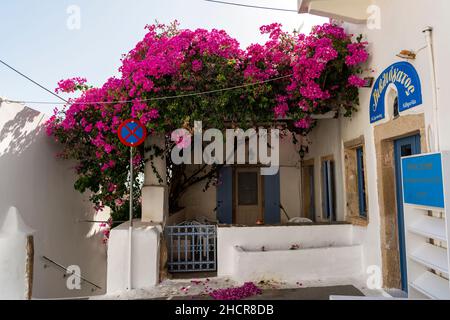 Kythira, Greece - August 26, 2021: Traditional house in the traditional settlement of Chora, the capital of Kythira island, Greece. Typical architectu Stock Photo