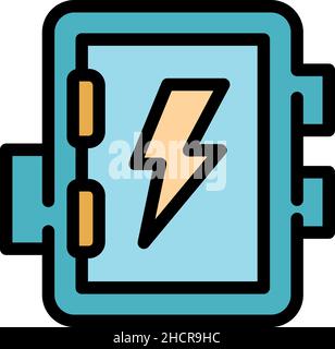 Electric junction box icon. Outline electric junction box vector icon color flat isolated Stock Vector