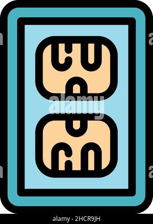 Double plug icon. Outline double plug vector icon color flat isolated Stock Vector