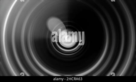 Monochrom sound waves, pulsating dance of circles and lights, seamless loop. Abstract black and white animation of waves and ripples Stock Photo