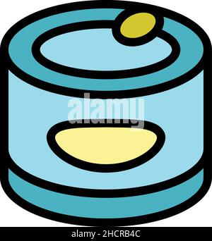 Canned food icon. Outline canned food vector icon color flat isolated Stock Vector