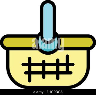 Shop basket icon. Outline shop basket vector icon color flat isolated Stock Vector