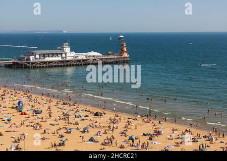 England, Dorset, Bournemouth, Bournemouth Beach and Pier Stock Photo