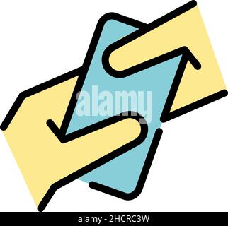 Turning smartphone icon. Outline turning smartphone vector icon color flat isolated Stock Vector