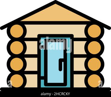 Builder wood house icon. Outline builder wood house vector icon color flat isolated Stock Vector