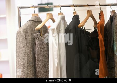 Men clothing in a store in Milan. Stock Photo