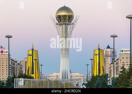 ASTANA, KAZAKHSTAN - JULY 8, 2018: Bayterek Tower in Astana now Nur-Sultan , capital of Kazakhstan Stock Photo