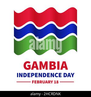 Gambia Independence Day typography poster. National holiday celebrated on February 18. Vector template for banner, greeting card, flyer, etc. Stock Vector