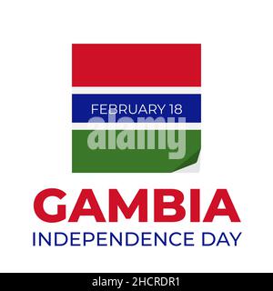 Gambia Independence Day typography poster. National holiday celebrated on February 18. Vector template for banner, greeting card, flyer, etc. Stock Vector