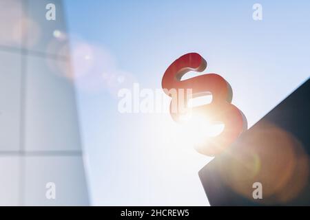 paragraph symbol in the sun at business district Stock Photo