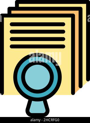 Search documents icon. Outline search documents vector icon color flat isolated Stock Vector