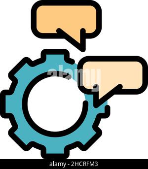 Gear chat icon. Outline gear chat vector icon color flat isolated Stock Vector
