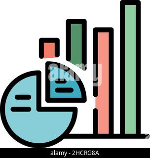 Market report icon. Outline market report vector icon color flat isolated Stock Vector