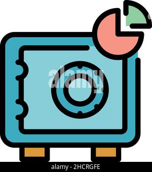 Safe box pie icon. Outline safe box pie vector icon color flat isolated Stock Vector