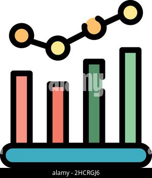 Business chart icon. Outline business chart vector icon color flat isolated Stock Vector