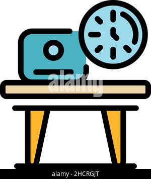 Flexible work time icon. Outline flexible work time vector icon color flat isolated Stock Vector