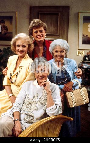 Circa 1990 - Actors from the hit show Golden Girls, clockwise from left, BETTY WHITE, RUE MCCLANAHAN, ESTELLE GETTY, and BEA ARTHUR, pose on the set. The Golden Girls aired from September 1985 - May 1992. (Credit Image: © Globe Photos/ZUMA Wire) Stock Photo
