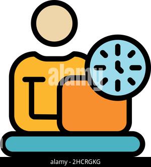 Flexible job icon. Outline flexible job vector icon color flat isolated Stock Vector