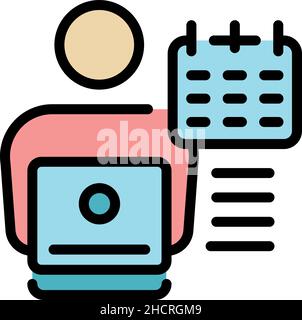 Part time worker icon. Outline part time worker vector icon color flat isolated Stock Vector